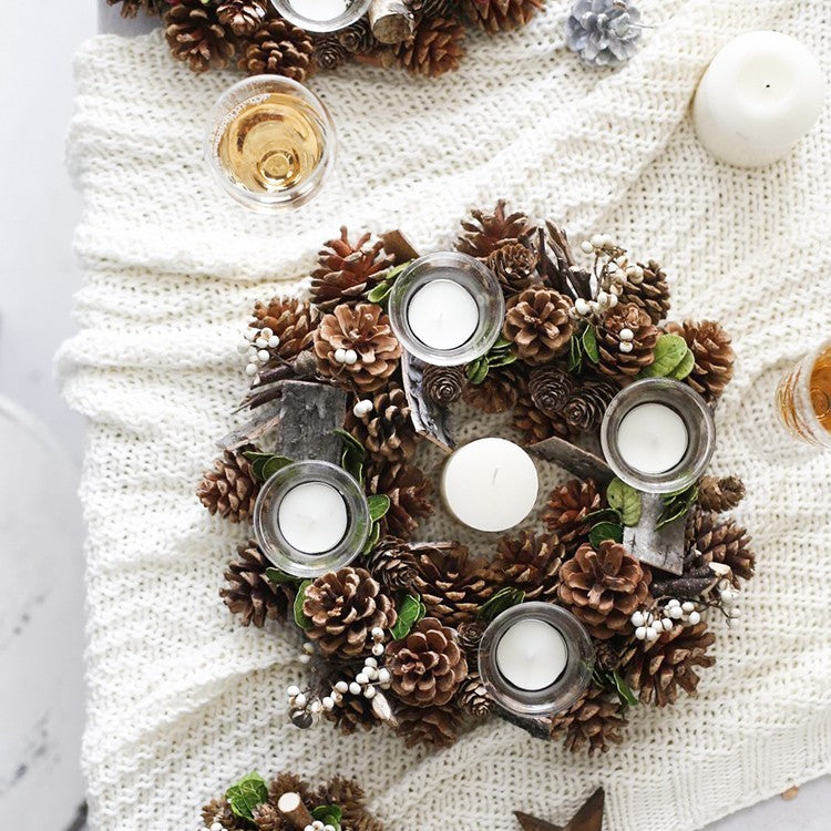 Pine Cone Wreath Candle Holder