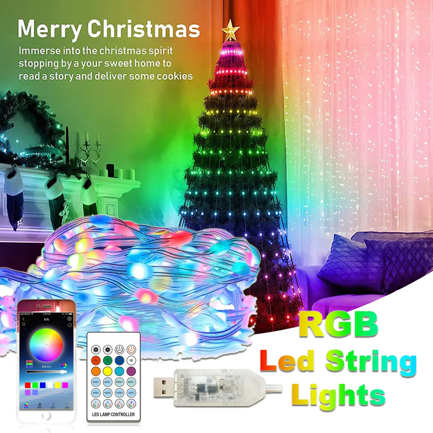 Christmas String Ambient Decor Lights - Remote Control