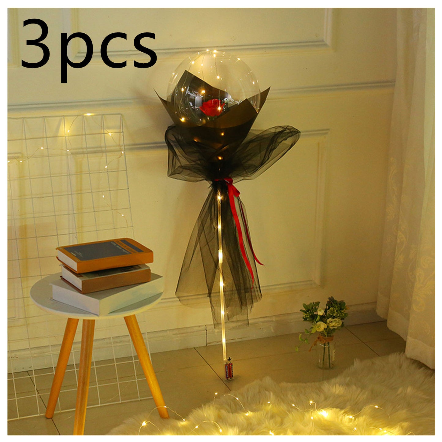 LED Luminous Balloon Rose Bouquet Transparent Ball Rose