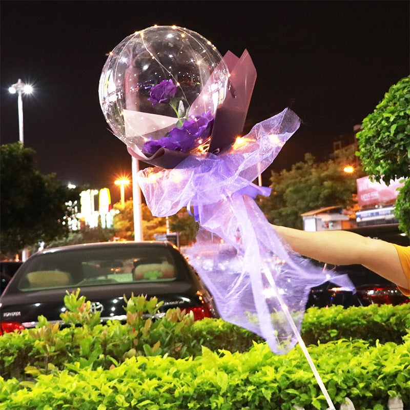 LED Luminous Balloon Rose Bouquet Transparent Ball Rose