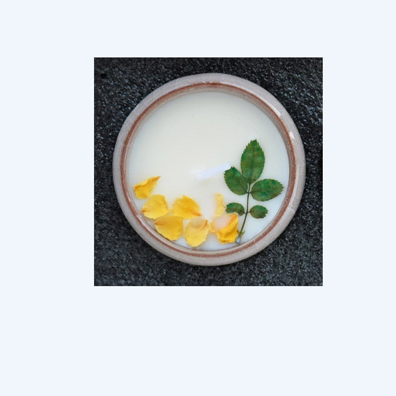 Ceramic Cup Candles With Dried Flowers And Fragrance