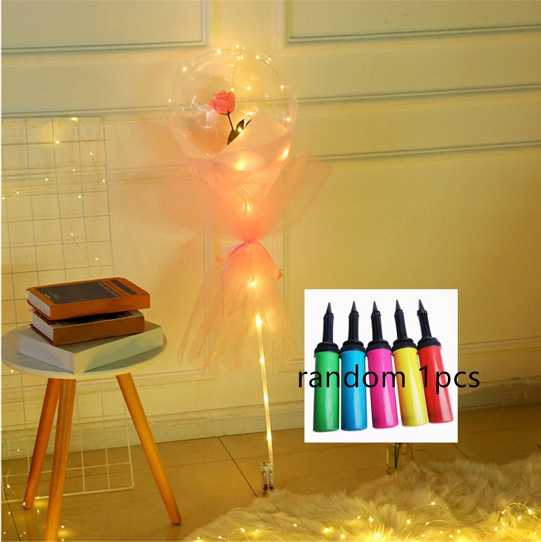 LED Luminous Balloon Rose Bouquet Transparent Ball Rose
