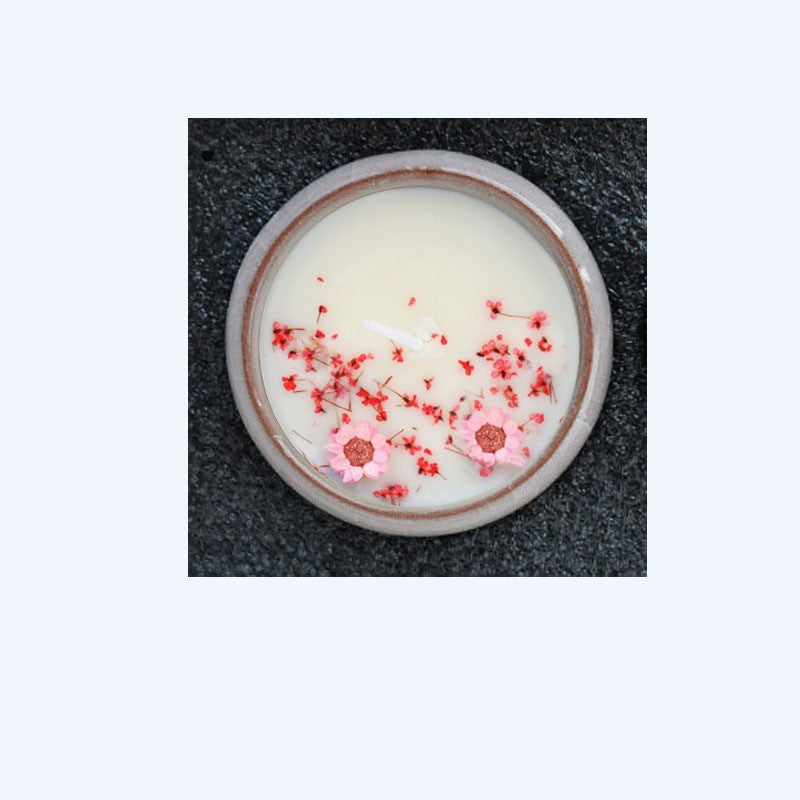 Ceramic Cup Candles With Dried Flowers And Fragrance