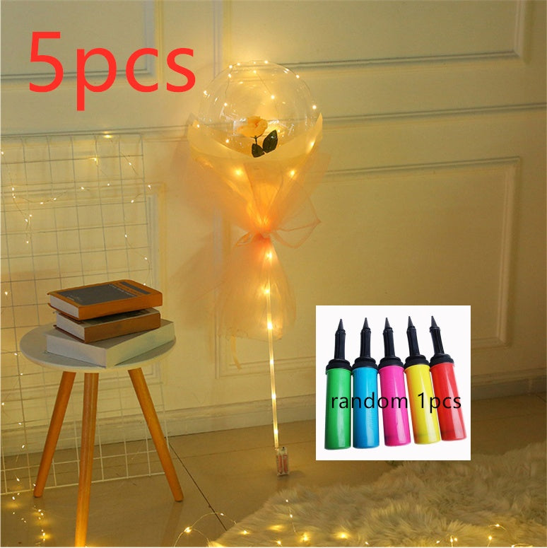 LED Luminous Balloon Rose Bouquet Transparent Ball Rose