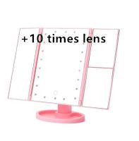 Three-sided Foldable Magnifying Desktop Makeup Mirror With Lights