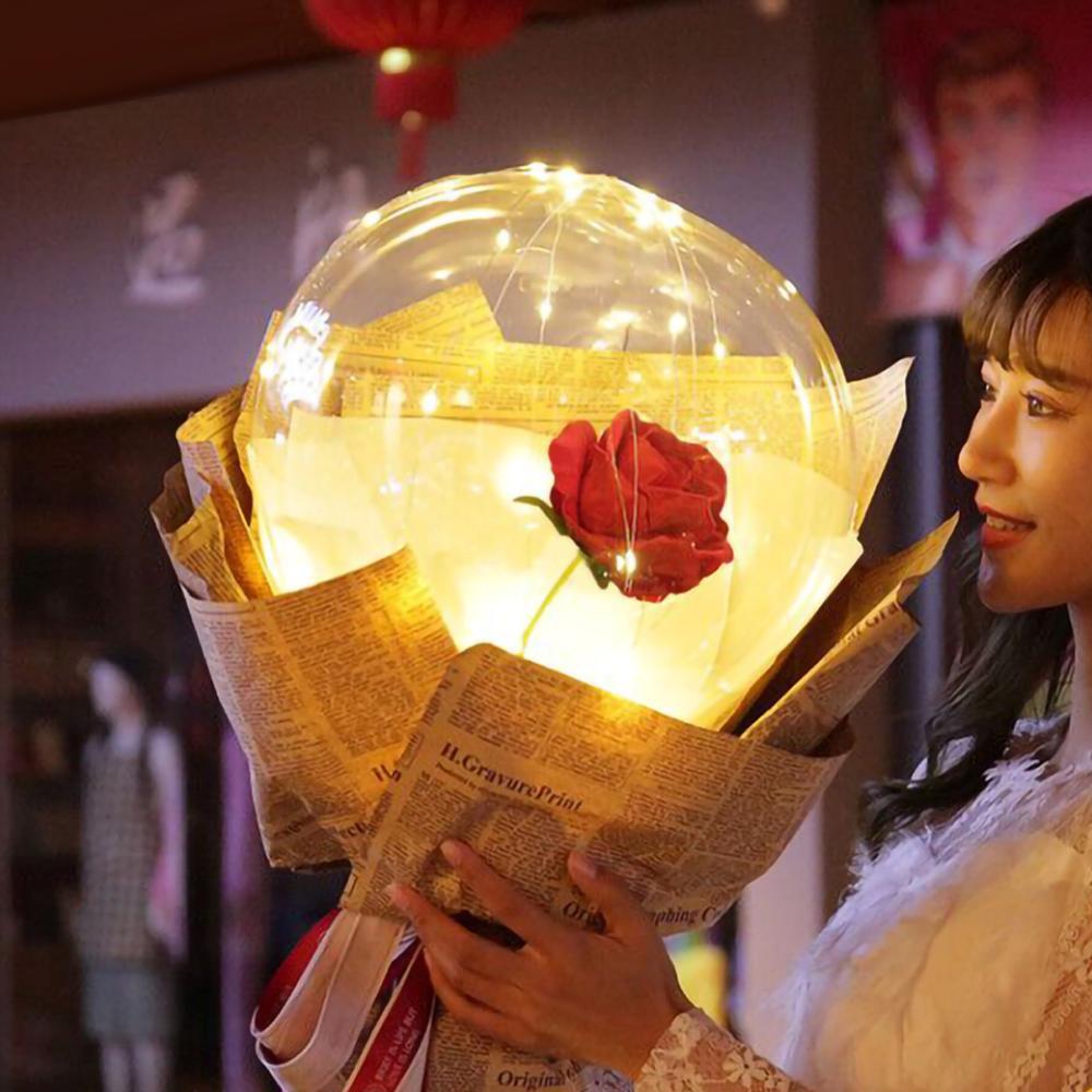 LED Luminous Balloon Rose Bouquet Transparent Ball Rose