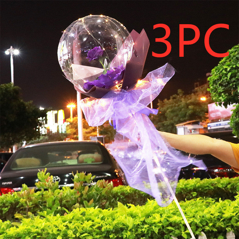 LED Luminous Balloon Rose Bouquet Transparent Ball Rose