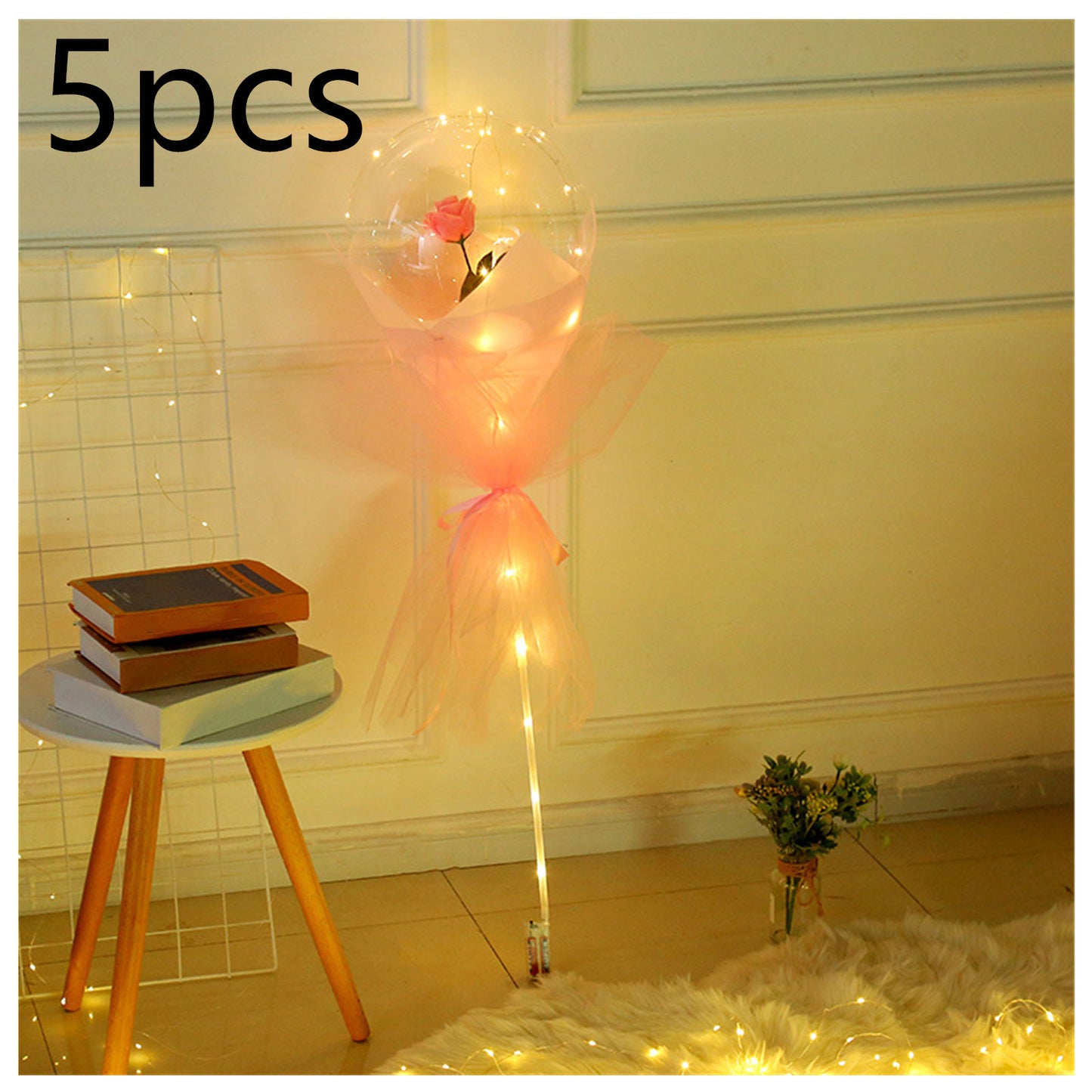 LED Luminous Balloon Rose Bouquet Transparent Ball Rose