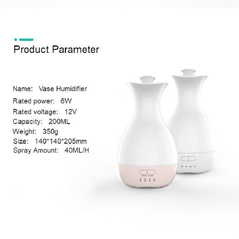 Ultrasonic Air Humidifier Flower Arrangement Essential Oil Diffuser With Colorful Night Light 200ML