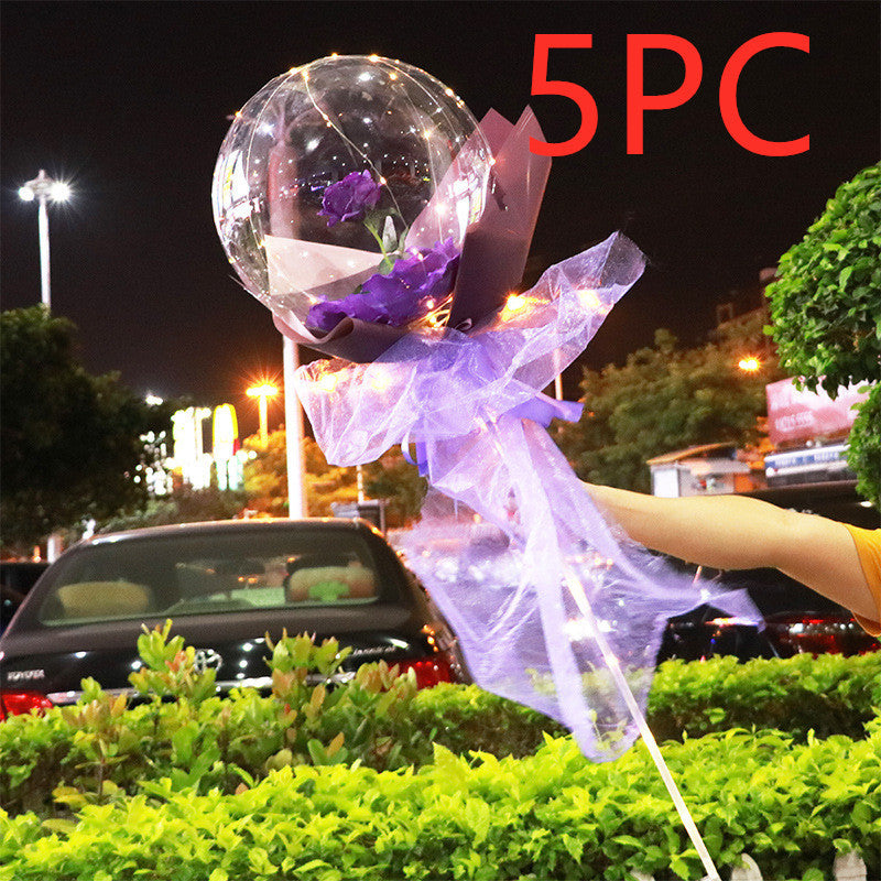 LED Luminous Balloon Rose Bouquet Transparent Ball Rose