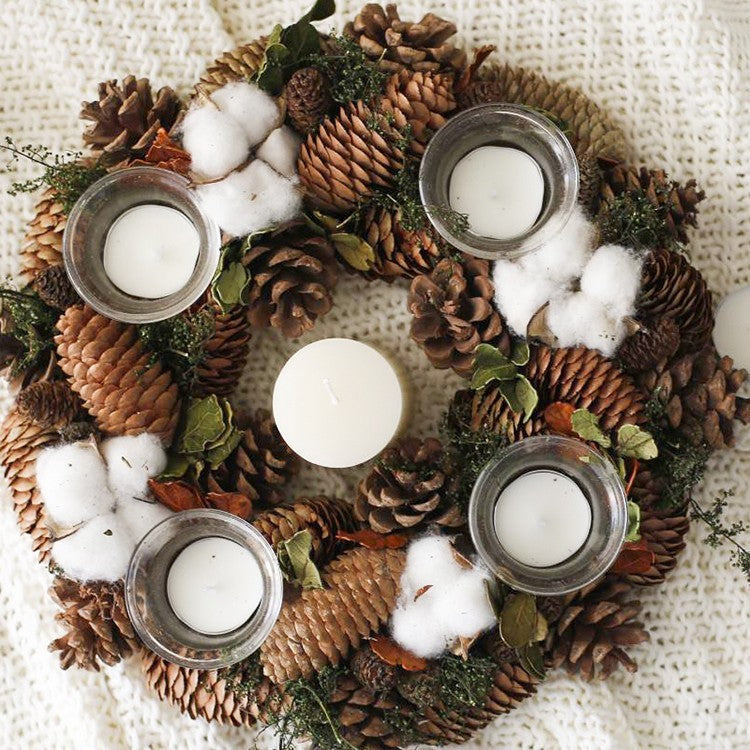 Pine Cone Wreath Candle Holder