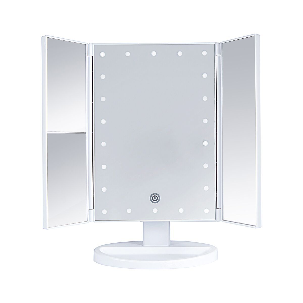Three-sided Foldable Magnifying Desktop Makeup Mirror With Lights