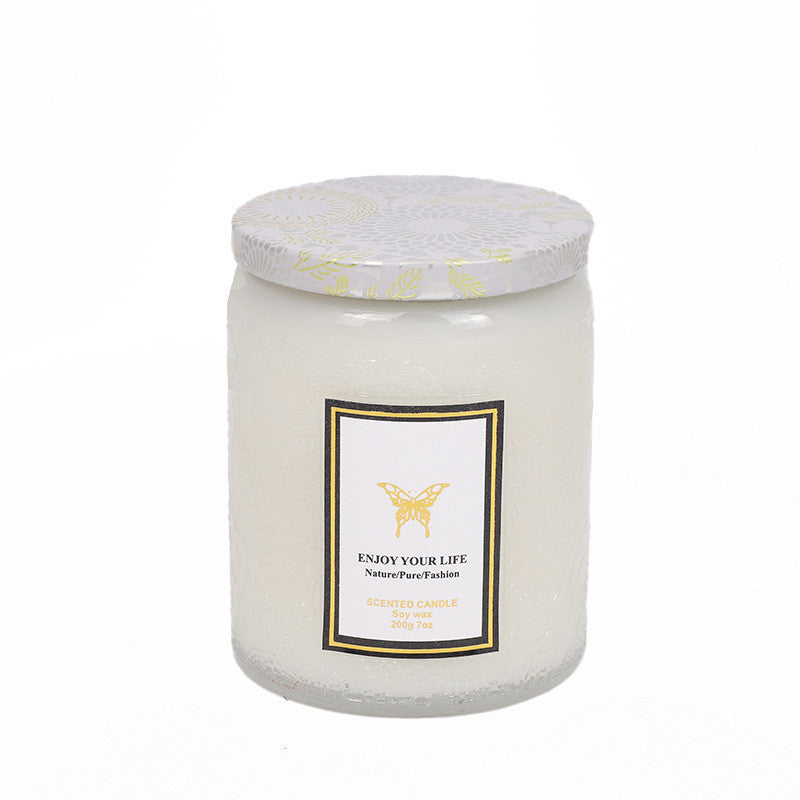 Embossed Glass Handmade Aromatherapy Soy Candles - Various Scents