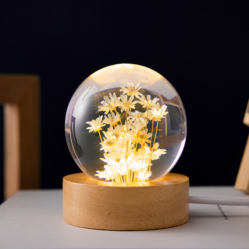 Luminous 3D Dandelion Crystal Ball Preserved Flower