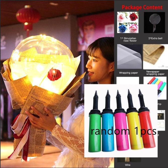 LED Luminous Balloon Rose Bouquet Transparent Ball Rose