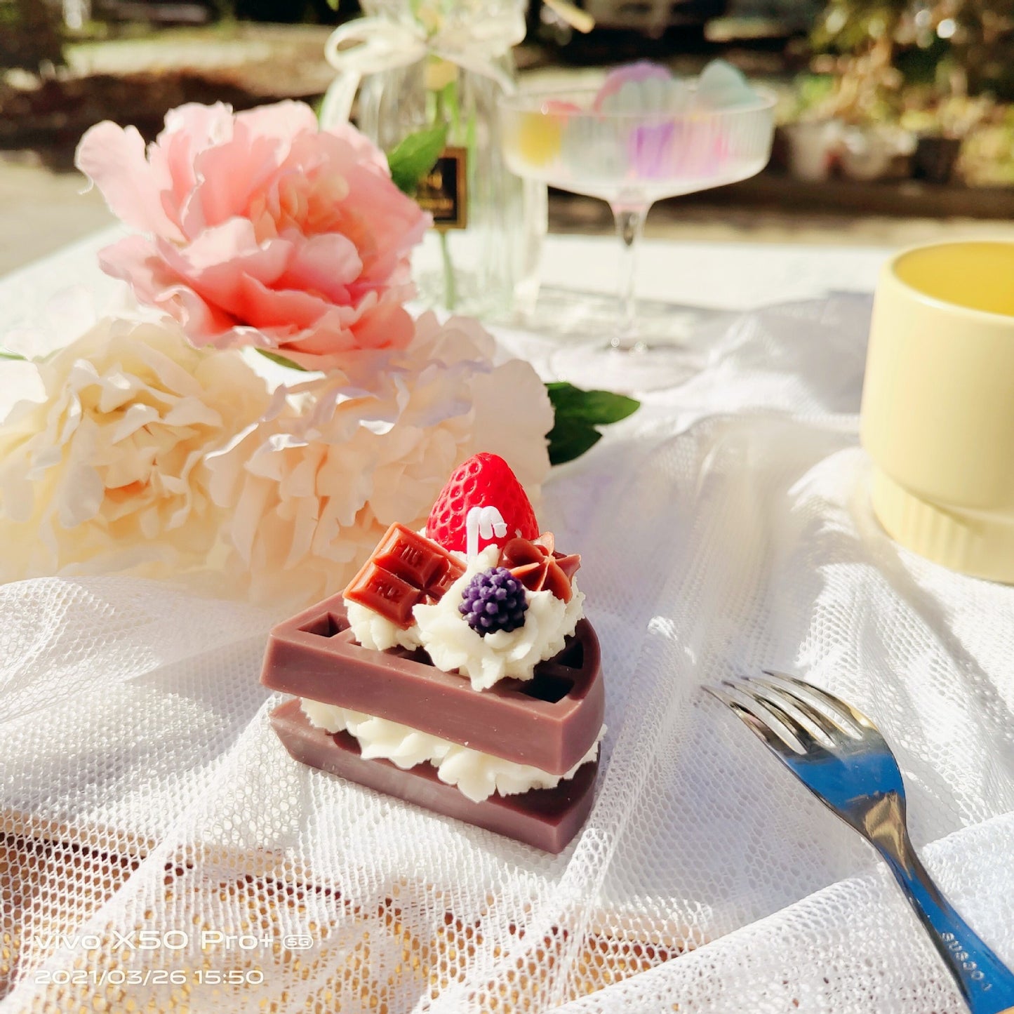 Handmade Waffle Dessert Candle