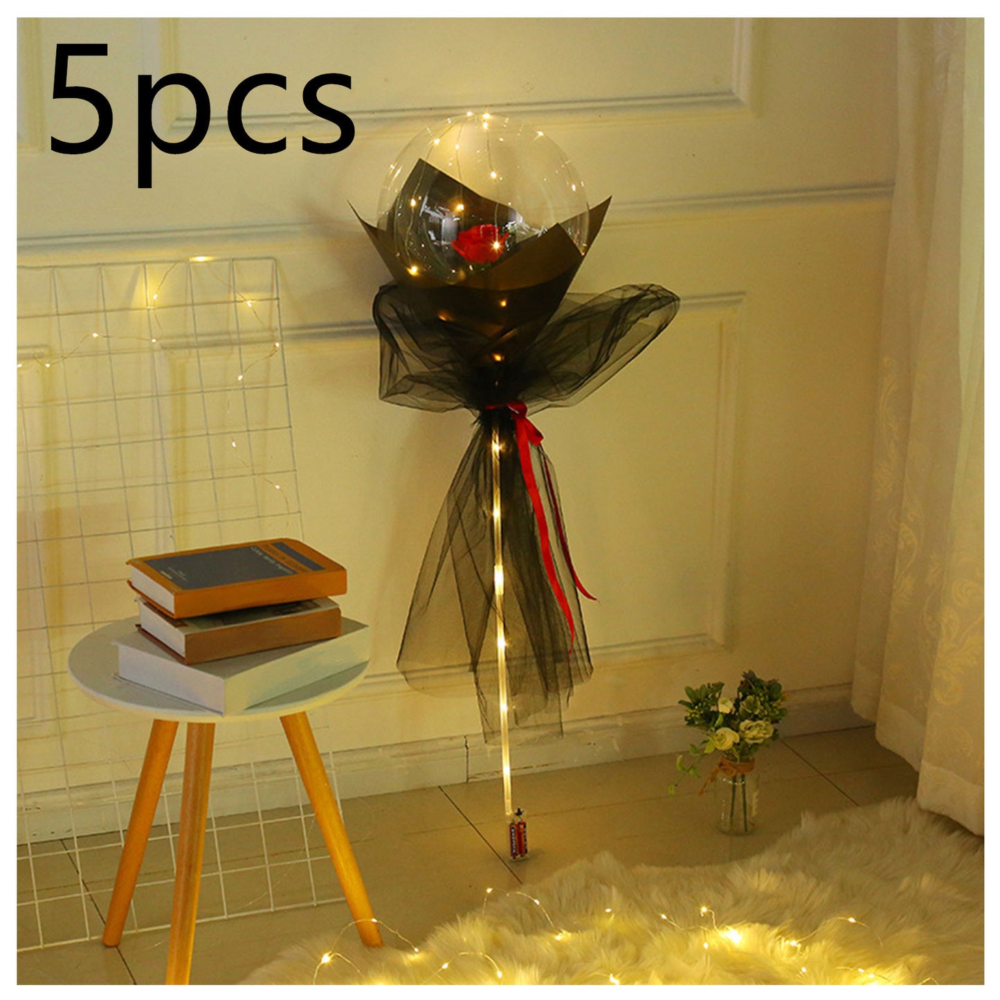LED Luminous Balloon Rose Bouquet Transparent Ball Rose