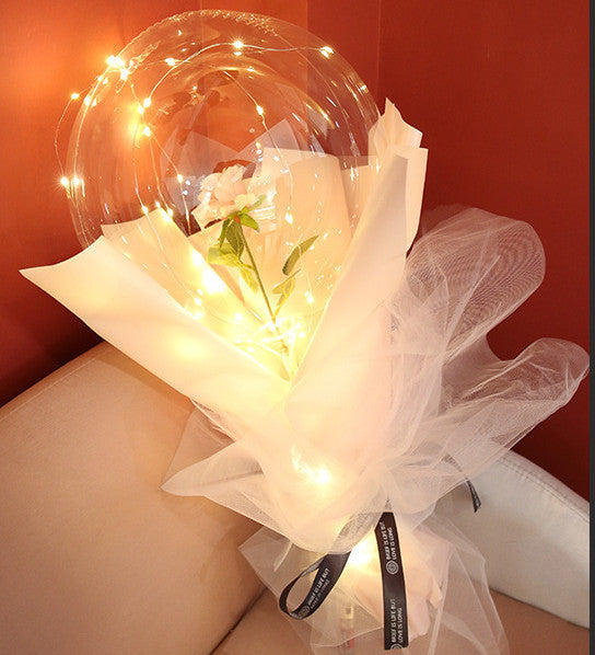 LED Luminous Balloon Rose Bouquet Transparent Ball Rose