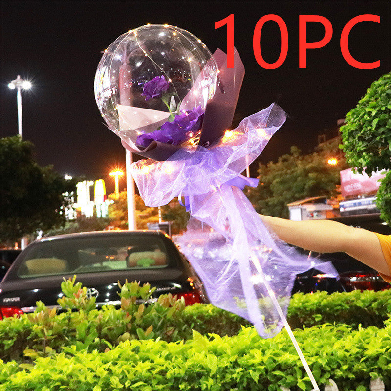 LED Luminous Balloon Rose Bouquet Transparent Ball Rose
