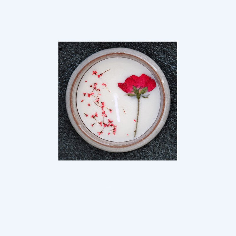 Ceramic Cup Candles With Dried Flowers And Fragrance
