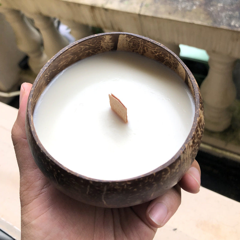 European Aromatherapy Coconut Shell Candle Handmade - Various Scents