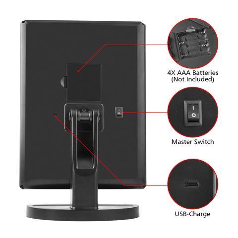 Three-sided Foldable Magnifying Desktop Makeup Mirror With Lights