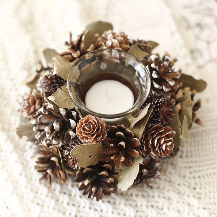 Pine Cone Wreath Candle Holder