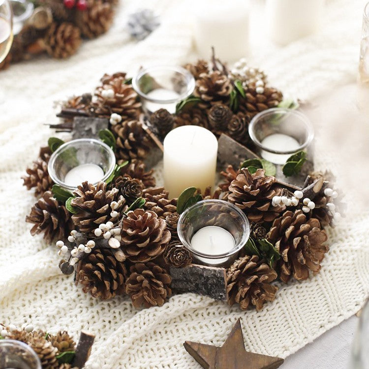 Pine Cone Wreath Candle Holder