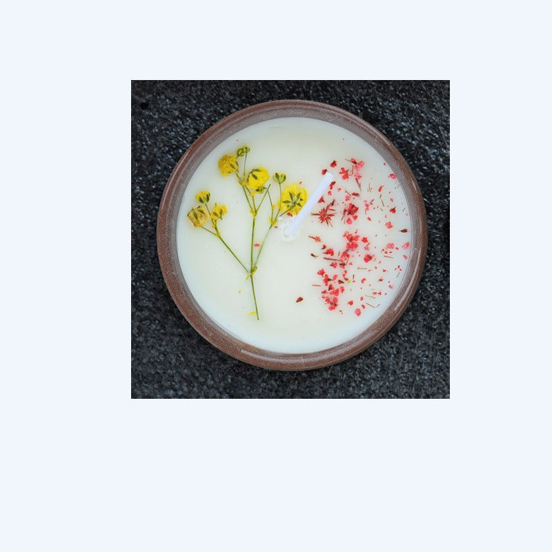 Ceramic Cup Candles With Dried Flowers And Fragrance