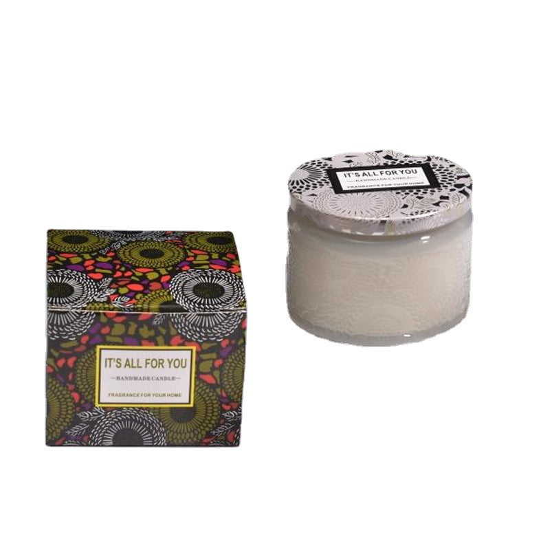 Red Embossed Glass Aromatherapy Candle