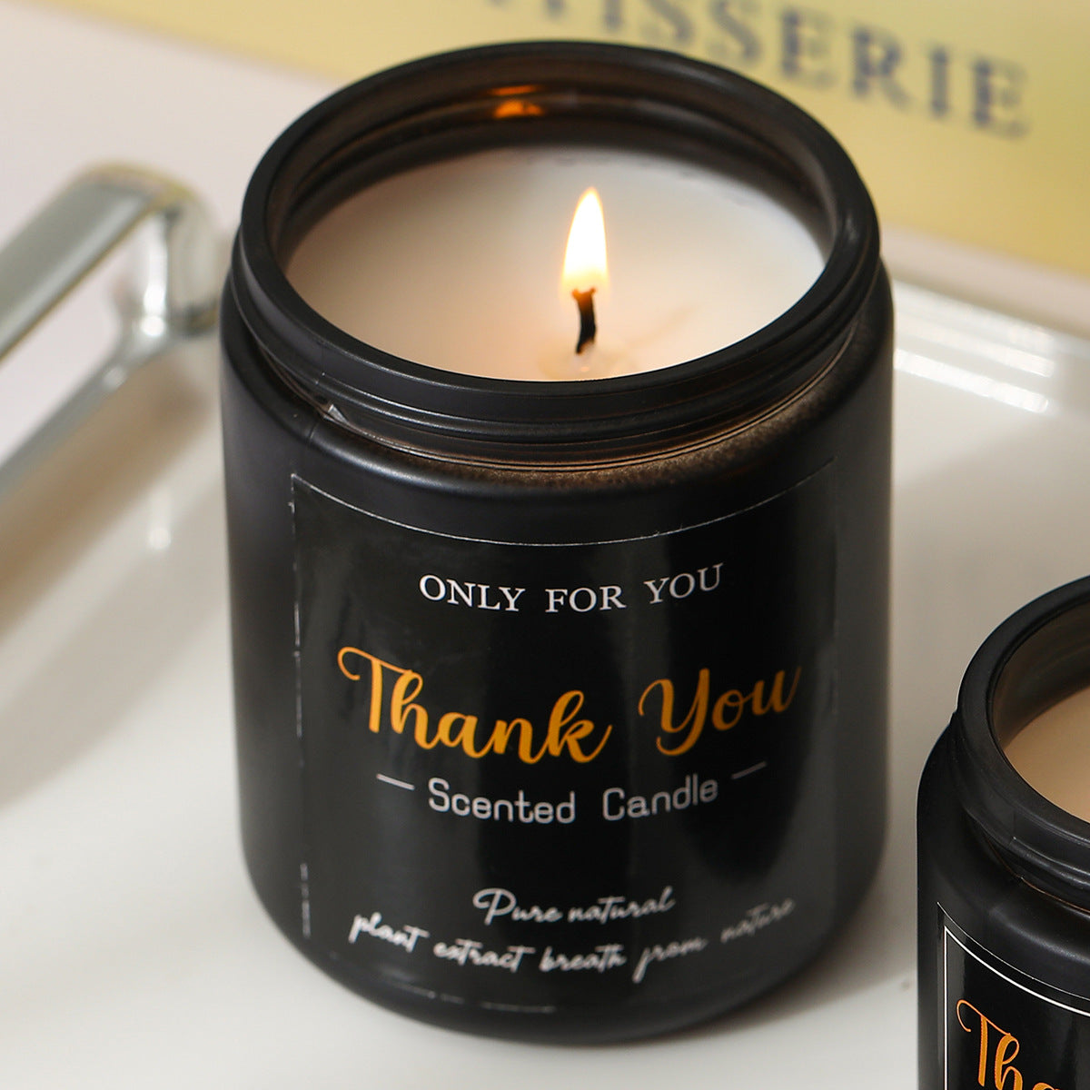 Aromatherapy Candle Black Glass
