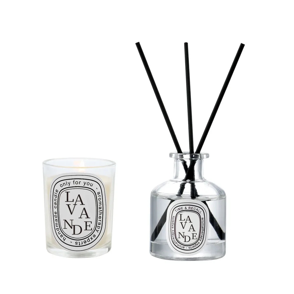 Reed Diffuser Bottle Paired with Essential Oil Candle Set