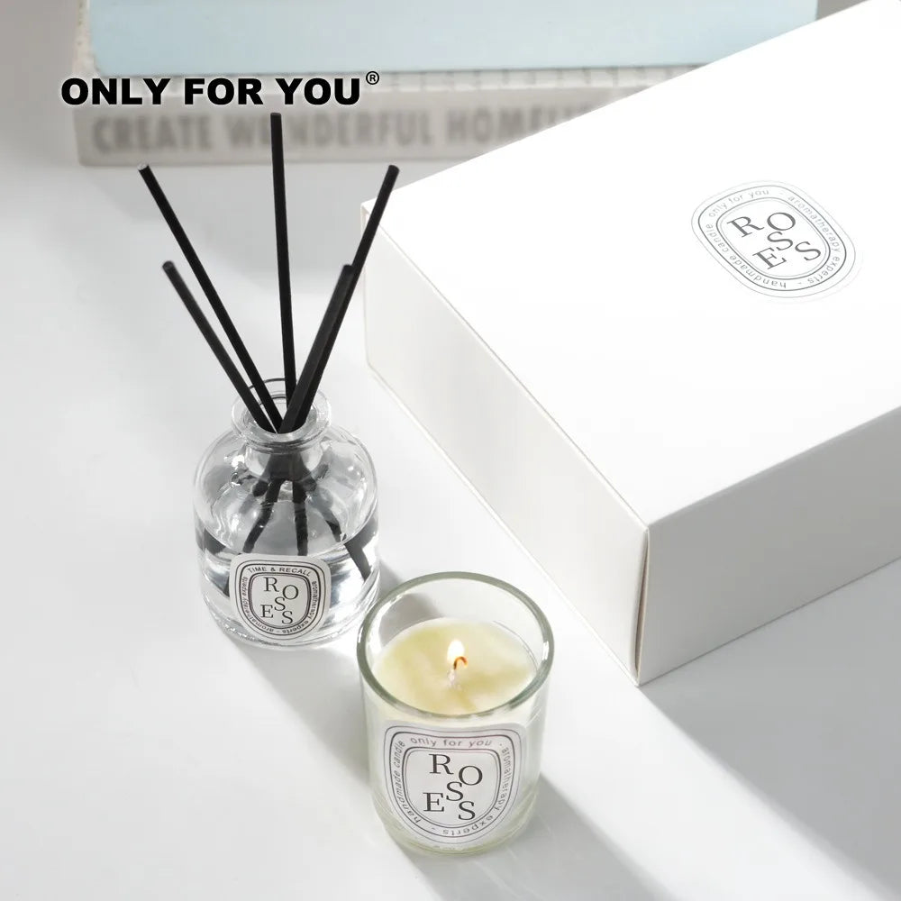 Reed Diffuser Bottle Paired with Essential Oil Candle Set