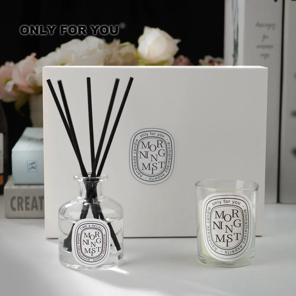 Reed Diffuser Bottle Paired with Essential Oil Candle Set