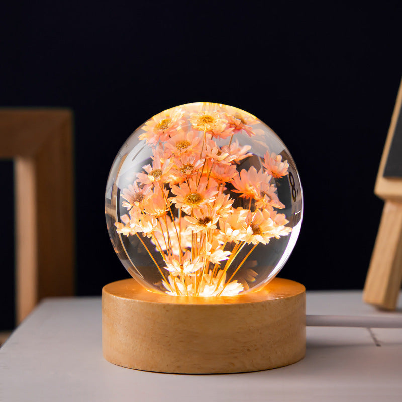 Luminous 3D Dandelion Crystal Ball Preserved Flower