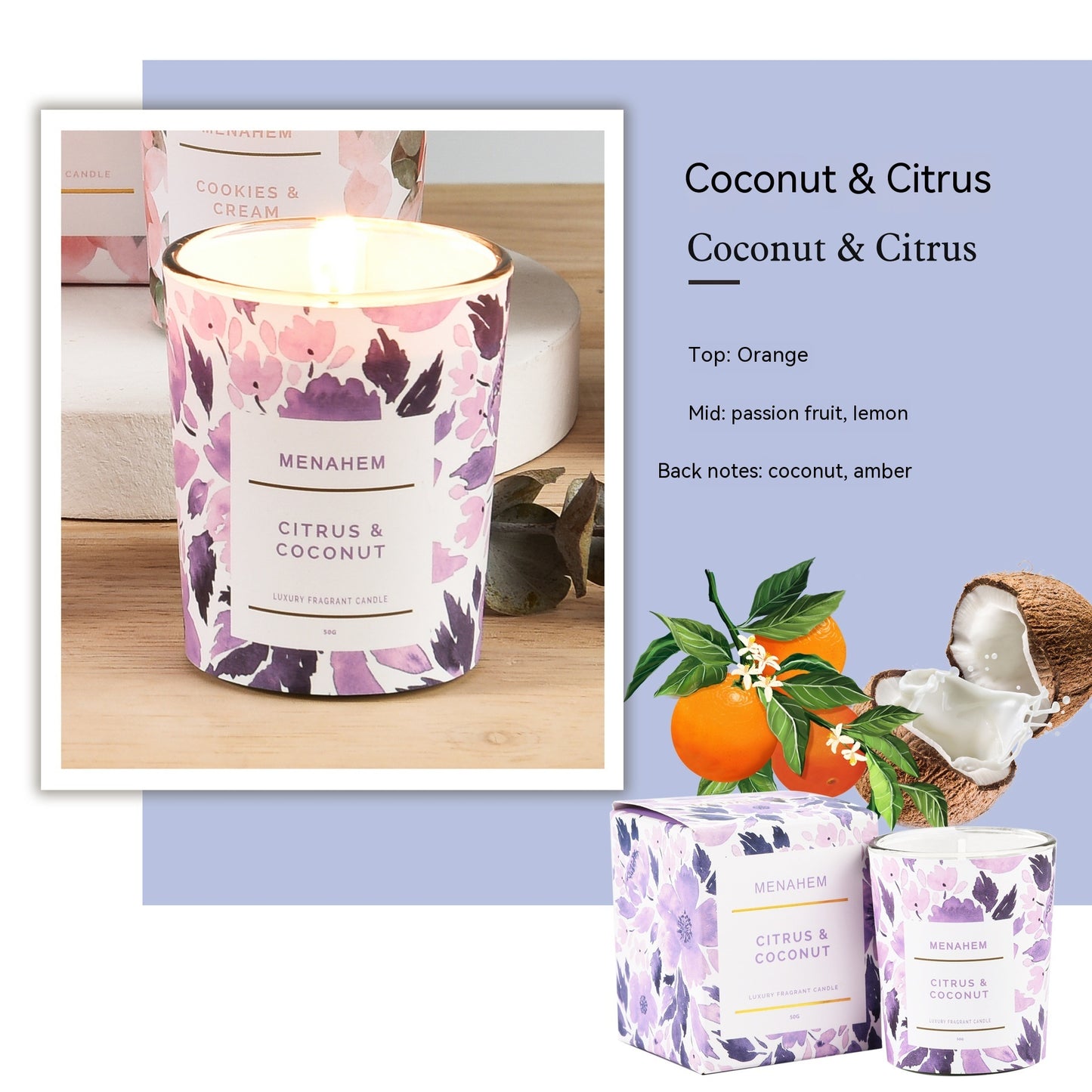 Smoke-free Aromatherapy Flower Candle - Various Scents