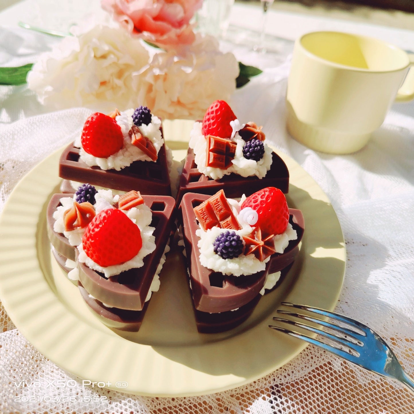 Handmade Waffle Dessert Candle