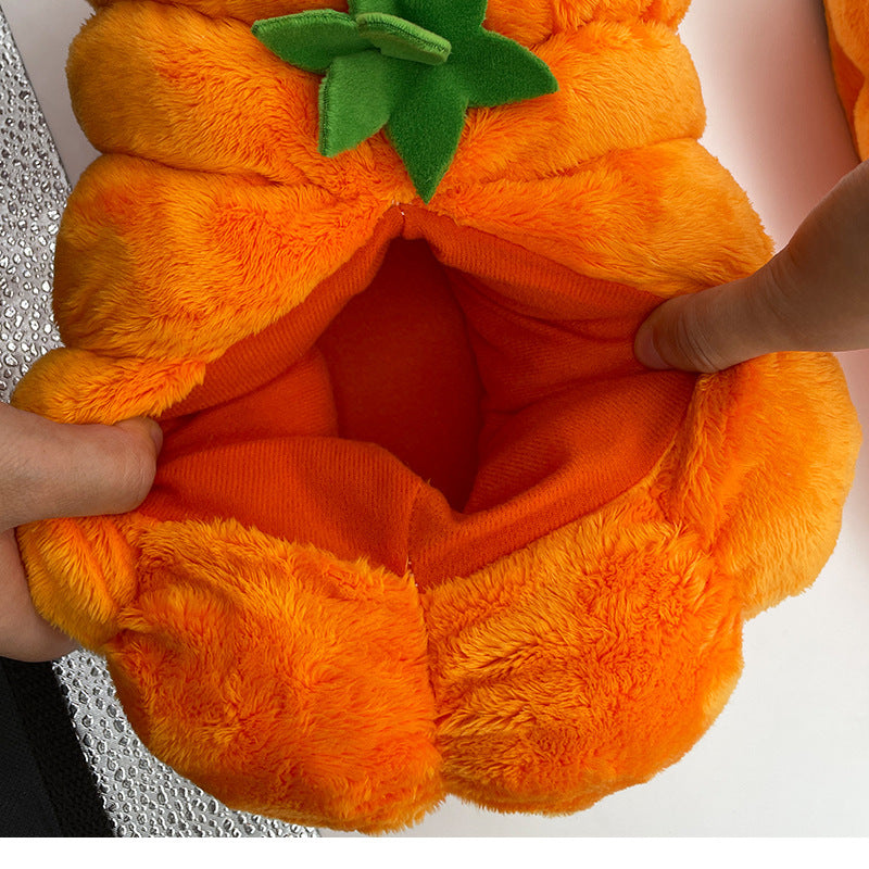 Women's Halloween Pumpkin Plush Slippers