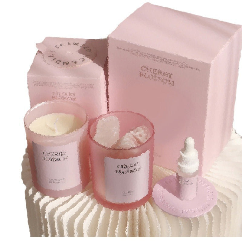 Cherry Blossom Scented Aromatherapy Crystal Candle in Gift Box