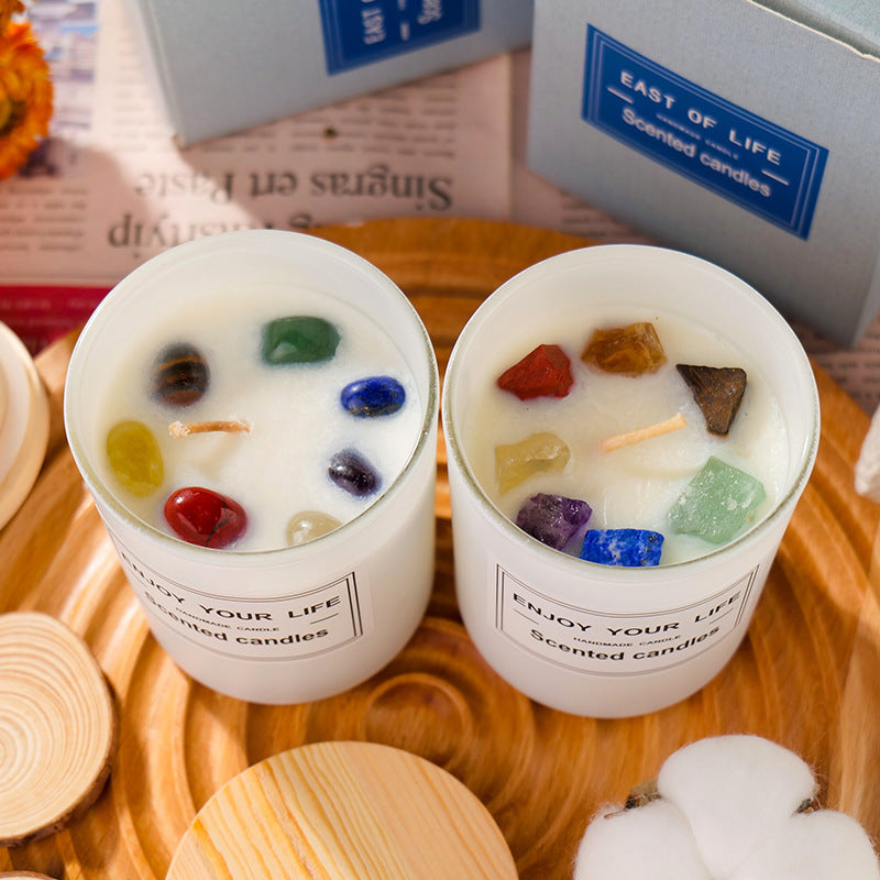 Natural Crystal Stone Aromatherapy Smokeless Candles