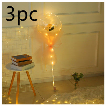 LED Luminous Balloon Rose Bouquet Transparent Ball Rose