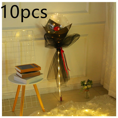 LED Luminous Balloon Rose Bouquet Transparent Ball Rose