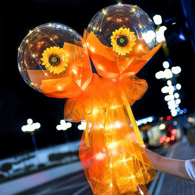 LED Luminous Balloon Rose Bouquet Transparent Ball Rose