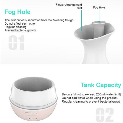 Ultrasonic Air Humidifier Flower Arrangement Essential Oil Diffuser With Colorful Night Light 200ML