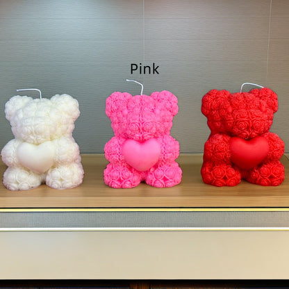 Valentine's Day Love Rose Bear Candle