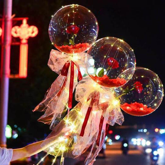 LED Luminous Balloon Rose Bouquet Transparent Ball Rose