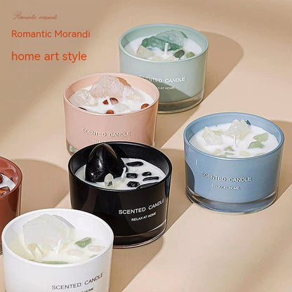 Handmade Crystal Aromatherapy Candle - Various Scents