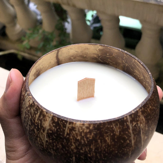 European Aromatherapy Coconut Shell Candle Handmade - Various Scents