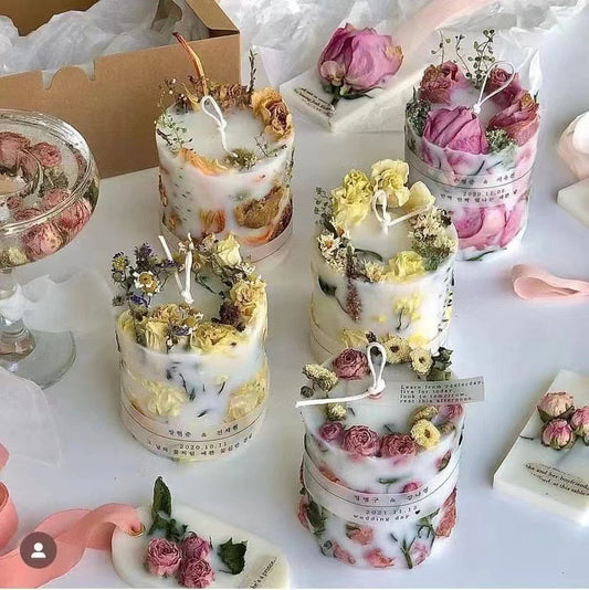 Dried Flower Rose Candle