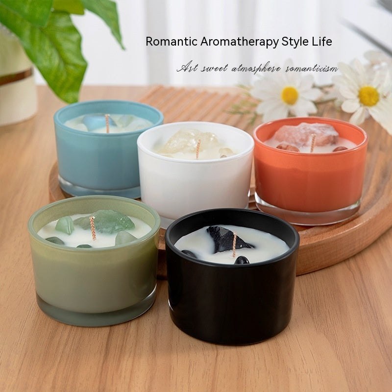 Handmade Crystal Aromatherapy Candle - Various Scents